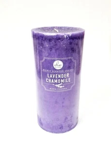 NEW DW HOME 8" TALL LAVENDER CHAMOMILE RICHLY SCENTED HAND POURED PILLAR CANDLE - Picture 1 of 3