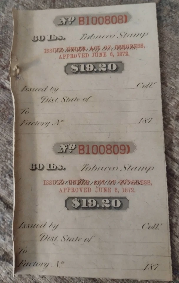 Bureau Of Printing & Engraving Receipt Act Of Congress June 6,1872 - Image 1 of 1