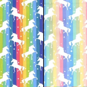 100% Cotton Poplin Unicorn Star Rainbow Stripe Dress Fabric Material 112cm wide - Picture 1 of 7