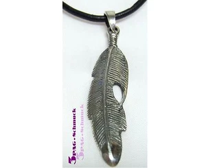 925 SILBER  Anhänger + LEDERBAND  GROSSE FEDER / FEATHER  INDIANERSCHMUCK   - Bild 1 von 2