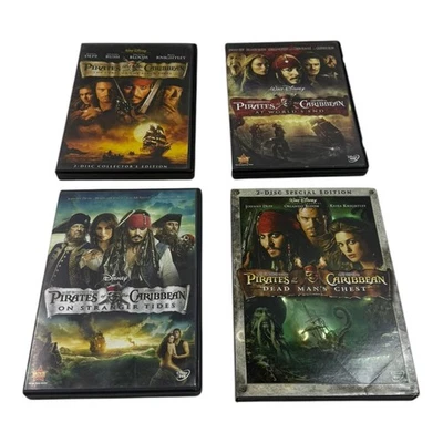 Pirates of the Caribbean 1 - 4 DVD lot of 4 - pre-owned, good — 第 1/2 张图片