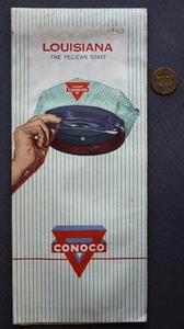 1963 Conoco Oil & Gas service station Travel Bureau State of Louisiana road map- - Picture 1 of 1