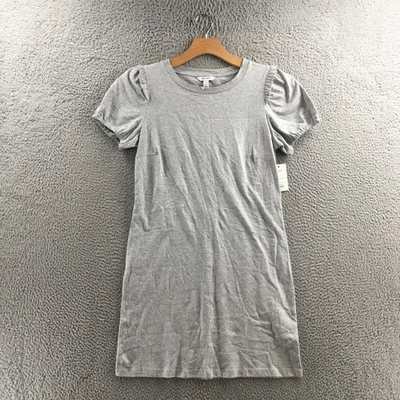 NEW Nine West Mini T-Shirt Dress Womens Medium Gray Cotton Puff Sleeve Casual - image 1 of 4