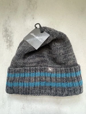 Gorro/sombrero Eddie Bauer diseñado en invierno nuevo con etiquetas gris carbón y azul verdoso a rayas Foto 1 de 4