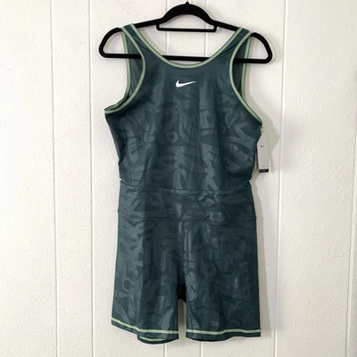 Nike Mujer Grande Tenis Mameluco Tanque Espalda Corredora Verde Rendimiento Ajustado Foto 1 de 4