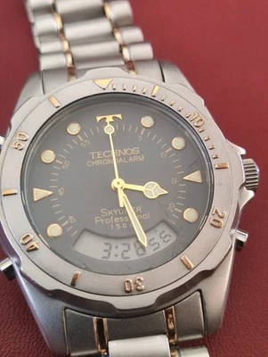 TECHNOS CHRONOALARM SKYDIVER TITANIUM PROFESSIONAL 150m T205.47 Mens Watch_3938 - Image 1 of 4