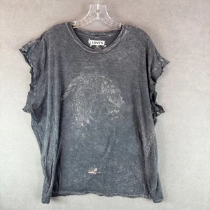 Levis Graphic T Shirt Mens 2XL Faded Metal Cut Sleeves Rugged Marbled Thrashed - Picture 1 of 9