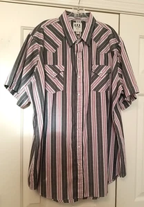 Ely Cattleman Big & Tall XXLT Western Pearl Snap Shirt Black White Red Men's - Picture 1 of 5