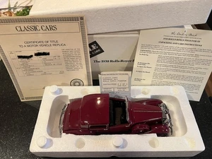 Danbury Mint 1938 Rolls Royce Phantom III Convertible W/ Box, Title, & Receipt - Picture 1 of 2