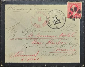 Croton On Hudson NY Fancy Circle Wedges Cancel Red Forwarded Mourning 1896 - Picture 1 of 2