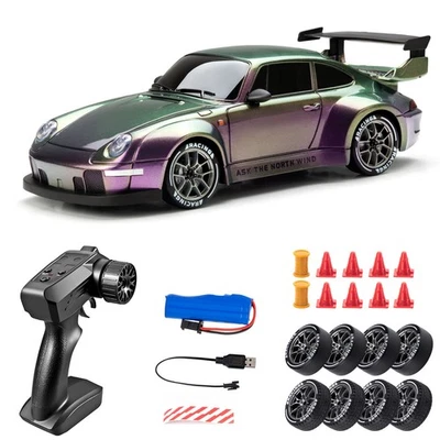1:24 Scale RC Drift Car 2 Speed Modes LED Beleuchtung Ferngesteuertes Auto 4WD - Bild 1 von 4