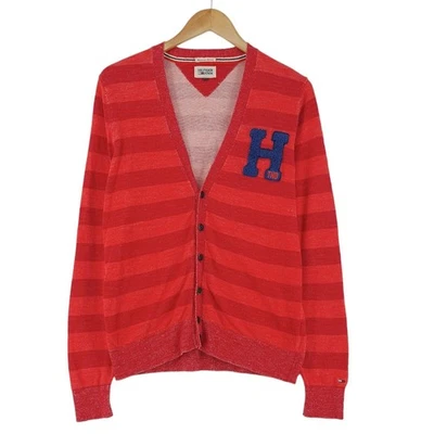 Cárdigan Tommy Hilfiger Rojo Rayado Para Hombre Talla M - Imagen 1 de 4