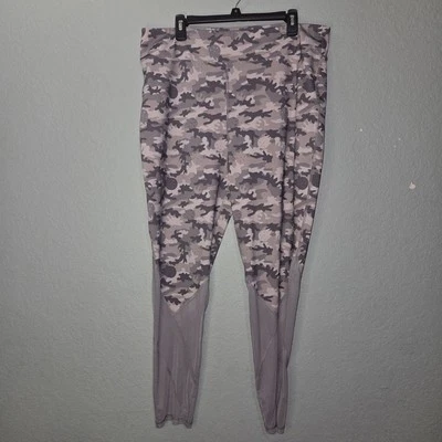 Her Universe 星球大战打底裤女式 2X 灰色运动迷彩高腰网眼布 — 第 1/4 张图片