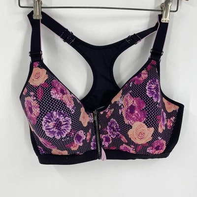 Maidenform Black and Pink Floral Sports Bra Wired size 40D  - Image 1 of 3