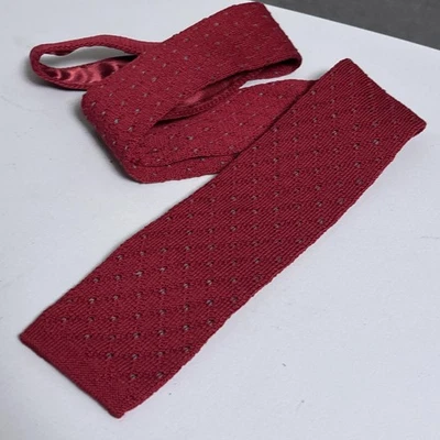 复古 Henry Grethel 领带意大利勃艮第钻石针织紧身方袜准备 — 第 1/4 张图片