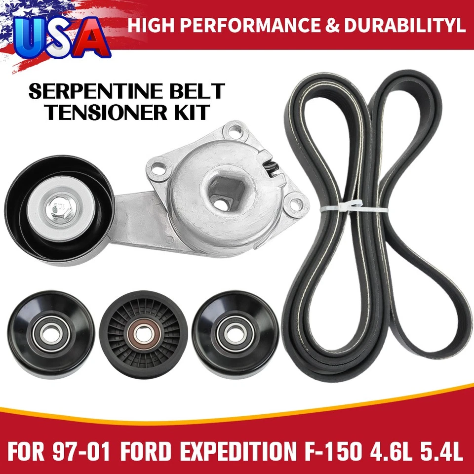 Kit de componentes de transmisión por correa serpentina de 5 piezas para Ford F-150 Lincoln Navigator GAS Foto 1 de 4