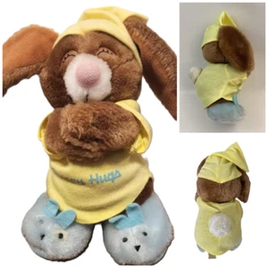 Applause Plush Bunny Hugs Rabbit in Slippers Pj's Night Cap Vtg 1987 12" Lovey - Picture 1 of 13