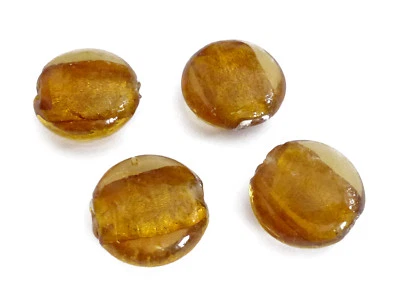 Glasperlen Linsen 20mm altgold Silberfolie Lampwork 10 Perlen nenad-design AN177 - Bild 1 von 3