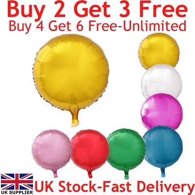 18" Round Foil Balloons For Party Wedding Birthday Float With Helium UK - Image 1 of 3