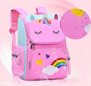 Unicorn Backpack For Kids Preschool Waterproof Lightweight Girls School Bag Pink - Picture 1 of 7