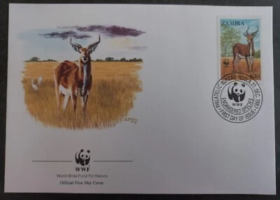 1987 Zambia World Wildlife Fund FDC 10K Stamp cd Ndola - Изображение 1 из 2