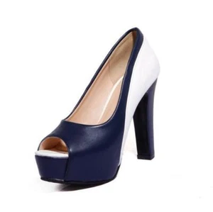 Color Matching Womens Chunky Heels Super High Heels Platform Peep Toe Sexy Shoes - Picture 1 of 16