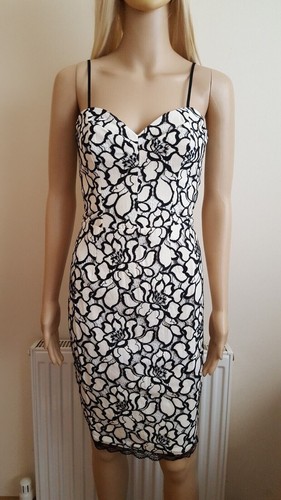 OFF WHITE Abito a tubino Lipsy Loves Michelle Keegan pizzo floreale Cami Shift UK10 PREZZO AL PUBBLICO £65