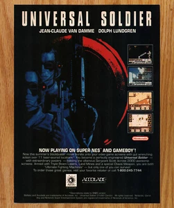 Universal Soldier Jean Claude Van Damme - Video Game Print Ads Poster Promo 1992 - Picture 1 of 3