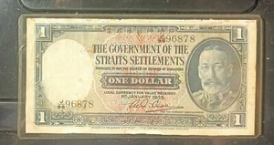STRAITS SETTLEMENTS BANKNOTE $1 DOLLAR 1935 REPAIRED  - Picture 1 of 2