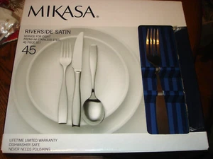 45 Piece Service For 8 NOS Mikasa RIVERSIDE SATIN Unused In Box - Picture 1 of 6