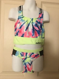 NWT GIRLS JUSTICE SPORT 2pc tankini BATHING SUIT SZ 7-8 small tie dye - Picture 1 of 2