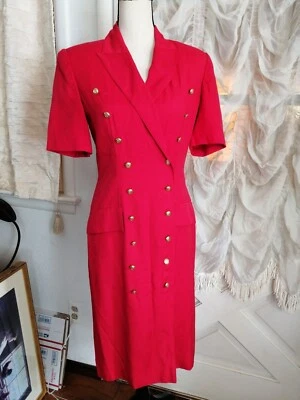 Женщин красный пальто рубашка платья двойной груди золотой BUttons с подкладкой - Изображение 1 из 4