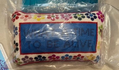 NIP Furbish Studio What A Time To Be Alive Needlepoint Pillow Red Multi Flower - Image 1 of 2