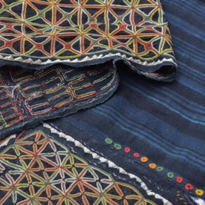 Wodaabe Bororo Indigo Embroidered Textile 47x57 inches - Picture 1 of 8