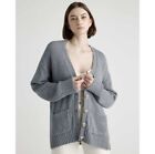Quince Cotton-Linen Relaxed Cardigan Sweater Dusty Blue sz M Women's Oversized
