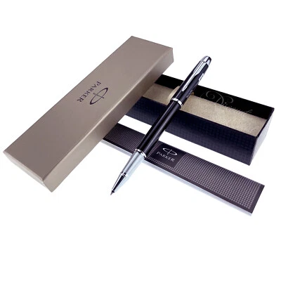 PARKER S0856350 IM ROLLERBALL PEN, BLACK/CHROME, W/EXISTING IMPRINT ON CAP, NEW! - Image 1 of 4