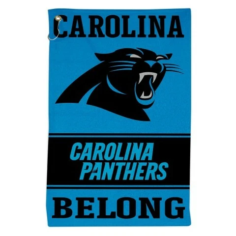 CAROLINA PANTHERS ALL PURPOSE GOLF TAILGATE TOWEL 16"X25" HOOK AND GROMMET Cover