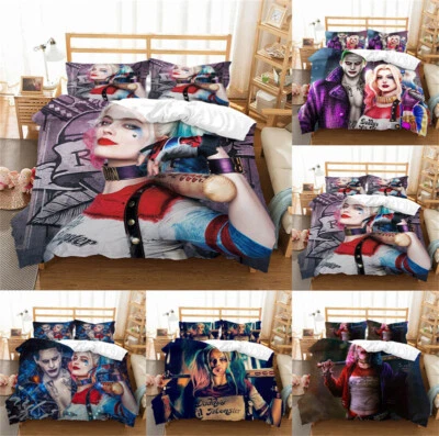 3Pcs Harley Quinn Bedding Set Duvet Quilt Cover Double Single King - Image 1 of 4