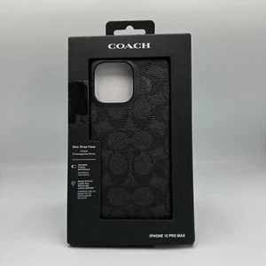 NIB Coach iPhone 15 PRO Max Signature C Canvas Slim Wrap Case CHARCOAL - Zdjęcie 1 z 15