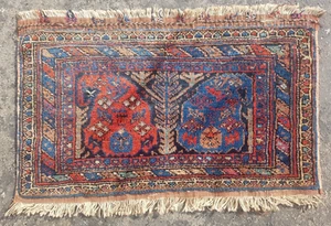 Tappeto lana multicolore orientale fatto a mano vintage tradizionale 75x49 cm - Foto 1 di 13