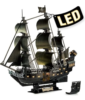 3D Puzzle Queen Anne's Revenge Pirate Ship With Lights, 3D Puzzles For Kids. 10+ - Image 1 of 4