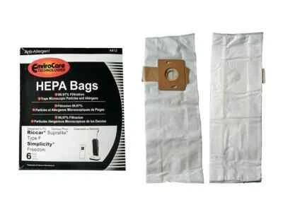 6 Riccar HEPA Type F Vacuum Bags, Simplicity, Freedom, Supralite - Image 1 of 3