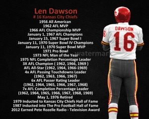 Kansas City Chiefs Quarterback Len Dawson Lifetime Stats Photo 8x10 - Picture 1 of 1