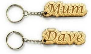 Personalised Wooden Keyring Any Name Gift Keychain Novelty Word Tag - Picture 1 of 4