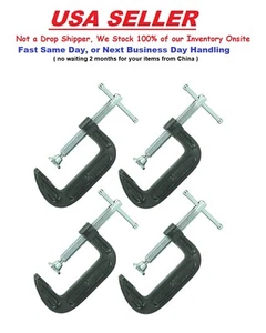 4-Pack 2 Inch Industrial C-Clamps - Heavy Duty Cast Iron - Great for Woodworking - Picture 1 of 6