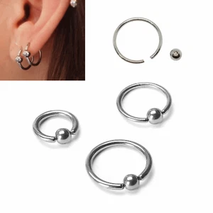 Piercing Anello Chiuso Acciaio Chirurgico Sfera a Incastro Orecchino Lobo Helix - Imagen 1 de 9