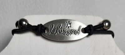 Blessed Bracelet Crystal Embossed Pewter Adjustable Bohemian 5-Inch - Image 1 of 4