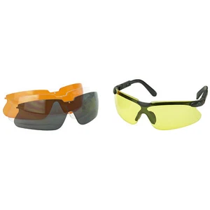 Walker's Shooting Glasses Smoke Gray Amber Yellow Clear Lens Kit Black Frame - Picture 1 of 2