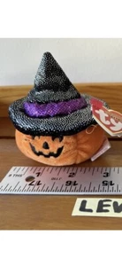 SCREAM pumpkin with witch hat Halloweenie Ty Beanie Baby 3'-5" Halloween - Picture 1 of 1