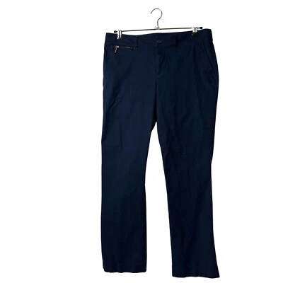 Lauren Ralph Lauren Chino 裤子女式娇小 8P 海军蓝拉链口袋靴剪裁 — 第 1/4 张图片